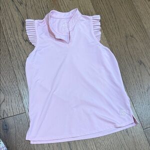 Pink Sleeveless Top with Ruffled Shoulders